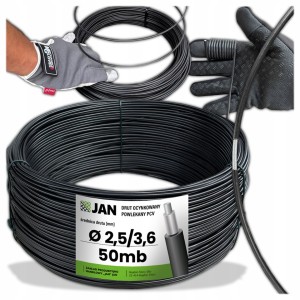 Drut naciągowy powlekany OC+PCV czarny fi 2,5/3,6mm 50mb 
