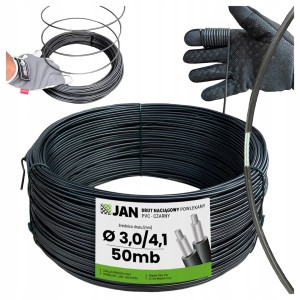 Drut naciągowy powlekany OC+PCV czarny fi 3,0/4,1mm  50mb