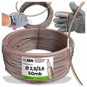 Drut naciągowy powlekany OC+PCV brąz fi 2,5/3,6mm  50mb