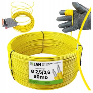Drut naciągowy powlekany OC+PCV żółty fi 2,5/3,6mm  50mb