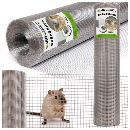 Siatka Zgrzewana Nierdzewna 304 8x8x0,8mm 25m2 na Woliery Ogrodzenie Klat