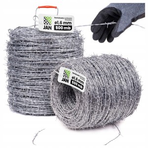 Drut Kolczasty Ocynkowany Dwużyłowy 1,6mm Kłębek 500mb