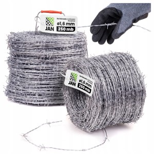Drut Kolczasty Ocynkowany Dwużyłowy 1,6mm Kłębek 250mb
