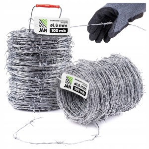 Drut Kolczasty Ocynkowany Dwużyłowy 1,6mm Kłębek 100mb