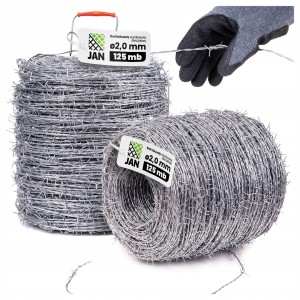Drut Kolczasty Ocynkowany Dwużyłowy 2,0mm Kłębek 125mb