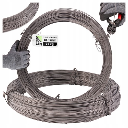 DRUT STALOWY TWARDY czarny 1,8mm Zbrojeniowy MOŻNA GO SPAWAĆ 1250mb 25kg