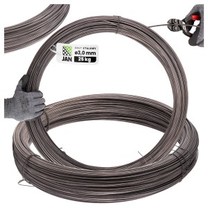 DRUT STALOWY TWARDY czarny 3,6mm Zbrojeniowy MOŻNA GO SPAWAĆ 300mb 25kg