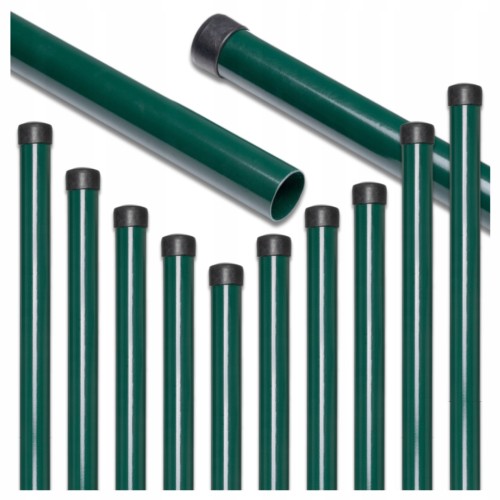 SŁUPKI ogrodzeniowe do SIATKI okrągłe fi 48x1,5mm wys 2m Zielone pakiet 8szt