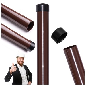 SŁUPKI ogrodzeniowe do SIATKI okrągłe fi 48x1,5mm wys 2m Brąz pakiet 8szt