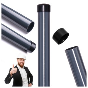 SŁUPKI ogrodzeniowe do SIATKI okrągłe fi 48x1,5mm wys 2m Grafit pakiet 8szt