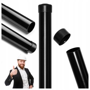 SŁUPKI ogrodzeniowe do SIATKI okrągłe fi 48x1,5mm wys 2m Czarny pakiet 8szt