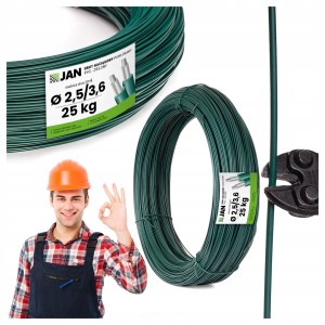Drut powlekany OC+PCV zielony  fi 2,5/3,6mm  25kg