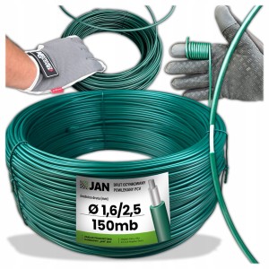 Drut powlekany ocynk fi 1,55mm/2,4mm (cena za 150m) zielony