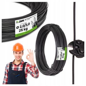 Drut powlekany OC+PCV czarny fi 2,0/3,0mm  25kg 