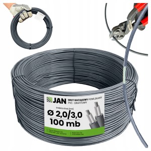 Drut naciągowy powlekany OC+PCV grafit fi 2,0/3,0mm  100mb