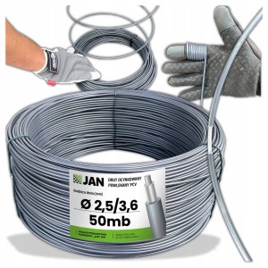 Drut naciągowy powlekany OC+PCV grafit fi 2,5/3,6mm  50mb