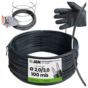 Drut naciągowy powlekany OC+PCV czarny fi 2,0/3,0mm  100mb 